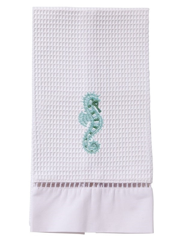 Guest Towel, Waffle Weave, Seahorse (Aqua)