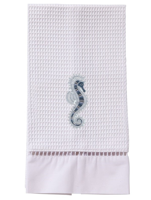 Guest Towel, Waffle Weave, Seahorse (Blue)