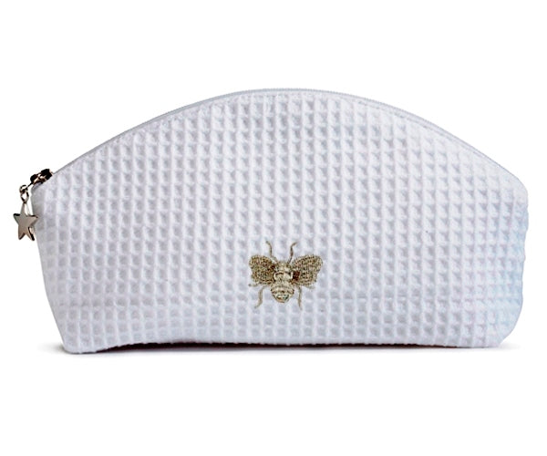 Cosmetic Bag (Small), Waffle Weave, Bee (Beige)