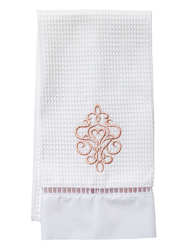 Guest Towel, Waffle Weave, Tuscan Scroll (Beige)