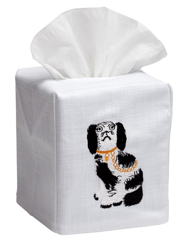 Tissue Box Cover, Staffordshire Dog (Black/White)