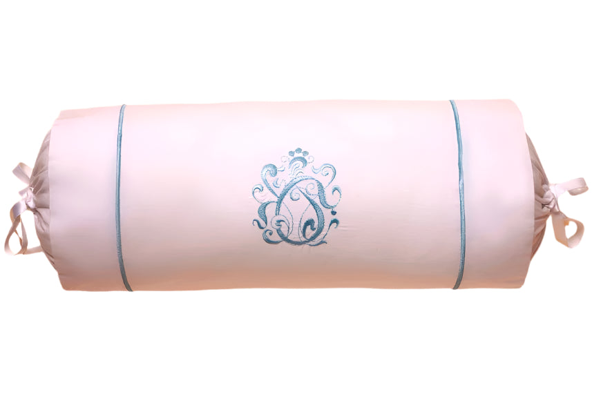 Bolster, English Scroll (Duck Egg Blue)