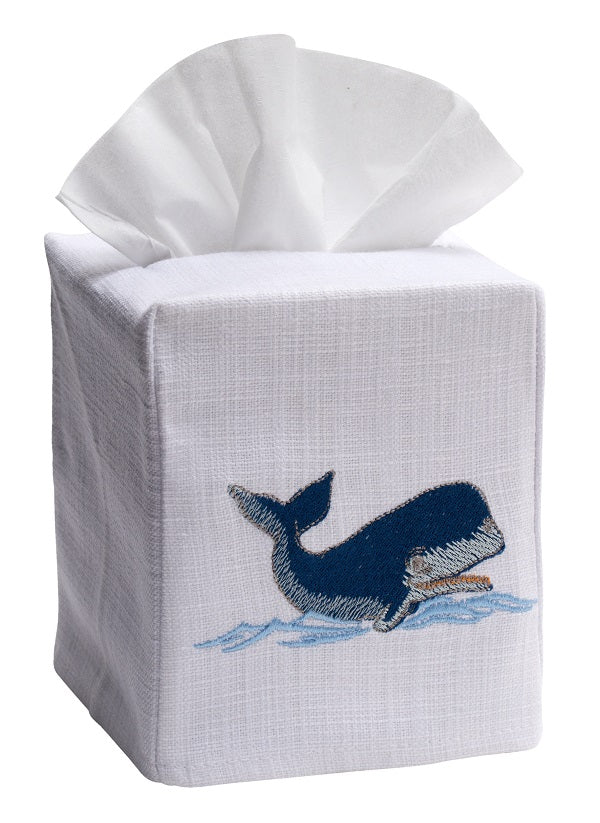 Tissue Box Cover, Nantucket Whale (Navy)