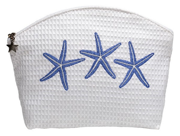 Cosmetic Bag (Large), Three Starfish (Blue)