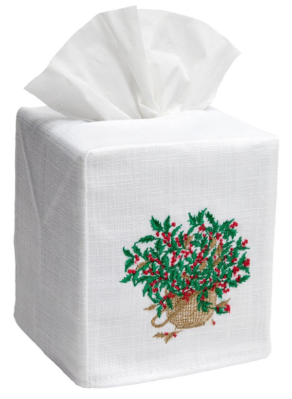 Tissue Box Cover, Holly Basket