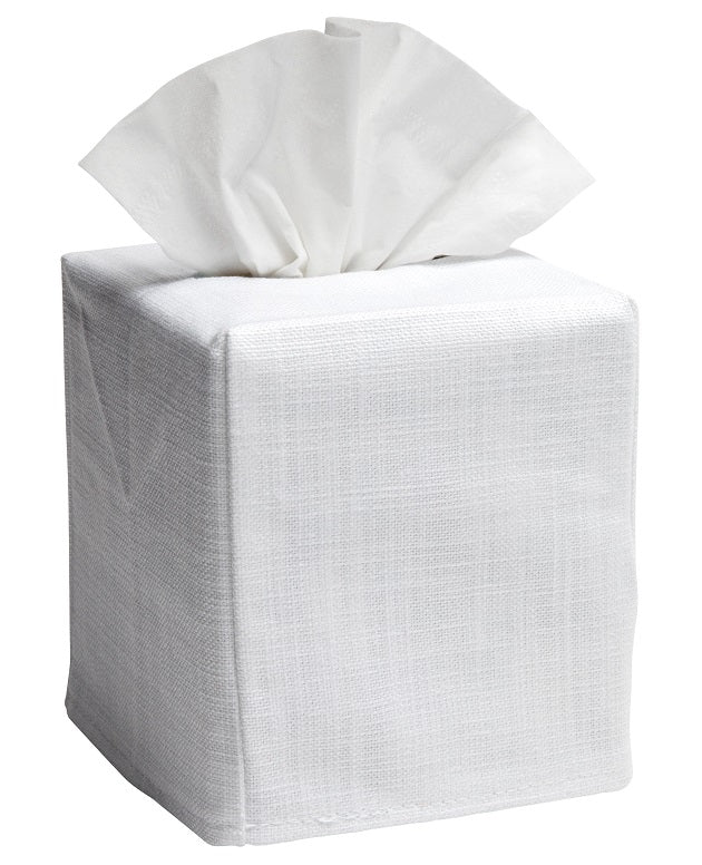 Tissue Box Cover - White Linen / Cotton, No Embroidery