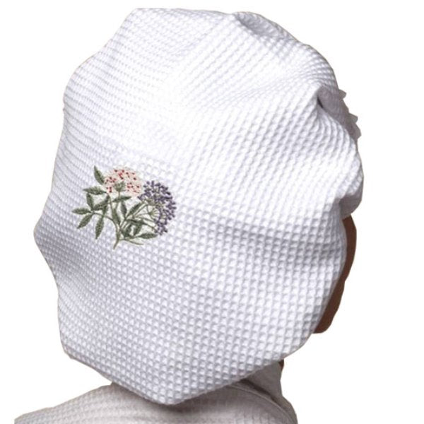 Shower Cap, Waffle Weave, Elderberry (Blue, White)