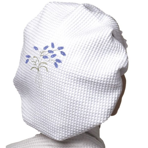 Shower Cap, Waffle Weave - Lavender Spray (Blue)