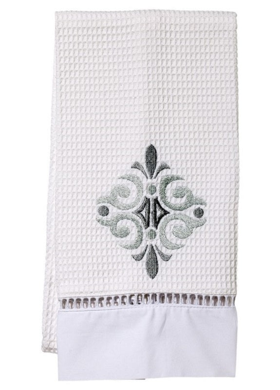 Guest Towel, Waffle Weave, Amalfi Scroll (Pewter)