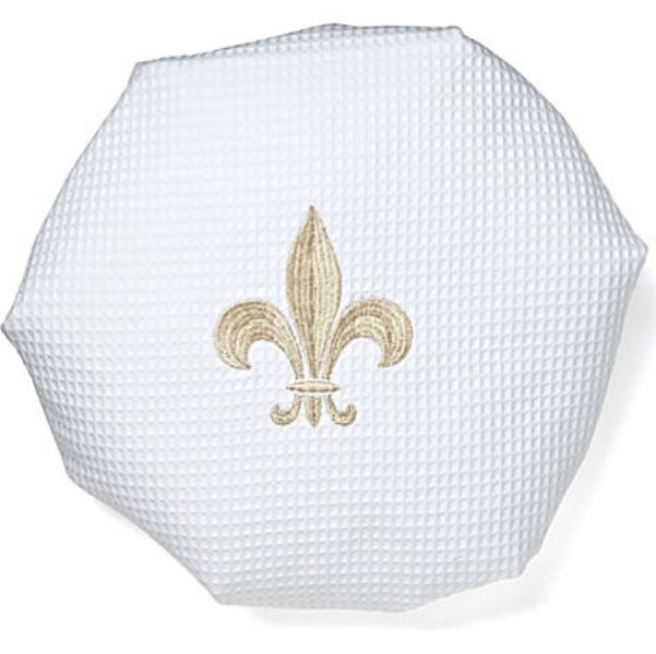 Shower Cap, Waffle Weave, Fleur-de-Lis (Beige)