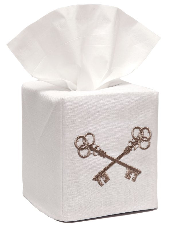 Tissue Box Cover, Crossed Keys (Mushroom)