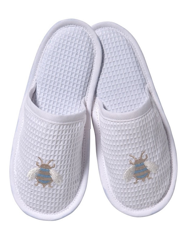 Slippers, Waffle Weave, Napoleon Bee (Duck Egg Blue)