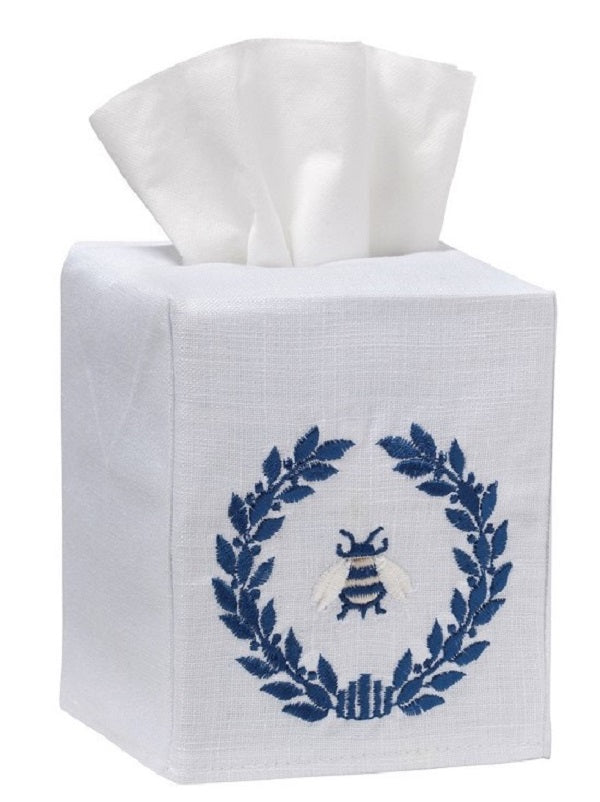 Tissue Box Cover, Napoleon Bee Wreath (Navy)