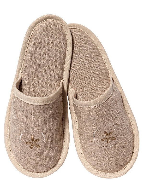 Slippers, Natural Linen, Sand Dollar (Beige)