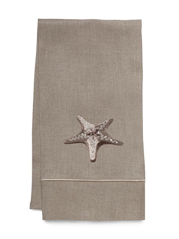 Guest Towel, Natural Linen, Morning Starfish (Beige)