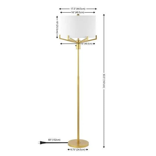 Safavieh Elaria Floor Lamp in White with Sleek Gold Body