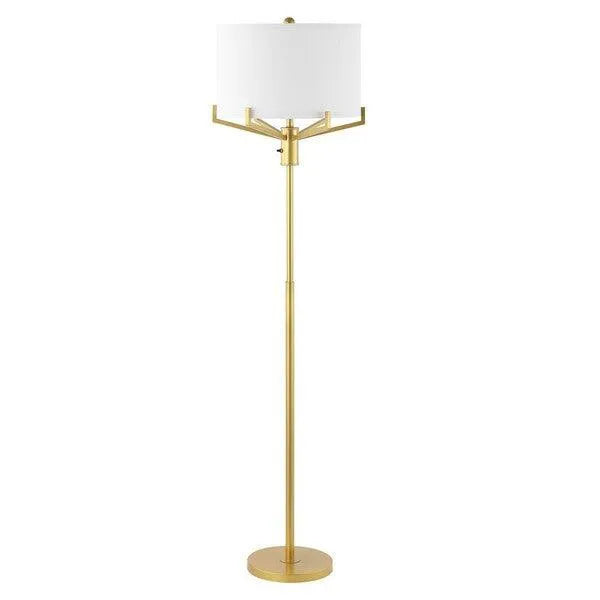 Safavieh Elaria Floor Lamp in White with Sleek Gold Body