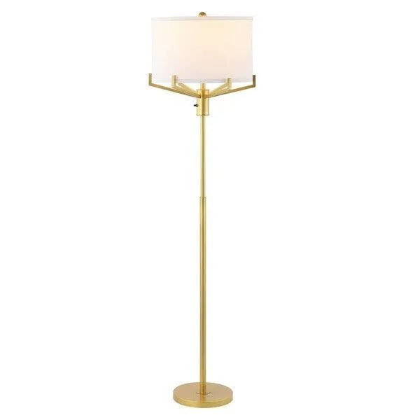 Safavieh Elaria Floor Lamp in White with Sleek Gold Body