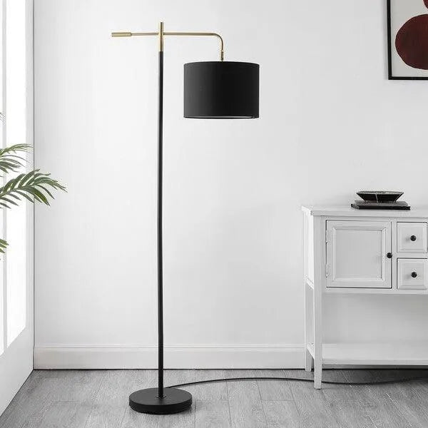 Safavieh Thera Floor Lamp in Black/Brass Gold with Adjustable Shade