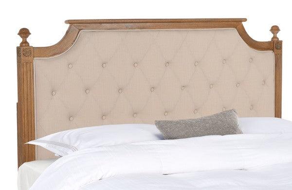 Safavieh Rustic Wood Beige Tufted Linen Headboard