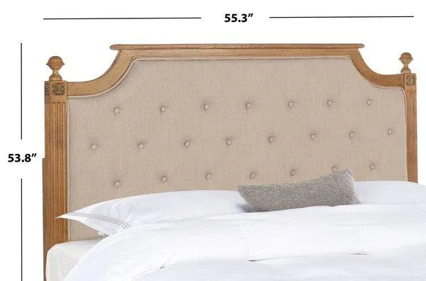 Safavieh Rustic Wood Taupe Tufted Linen Headboard