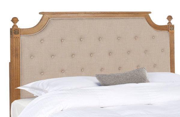 Safavieh Rustic Wood Taupe Tufted Linen Headboard