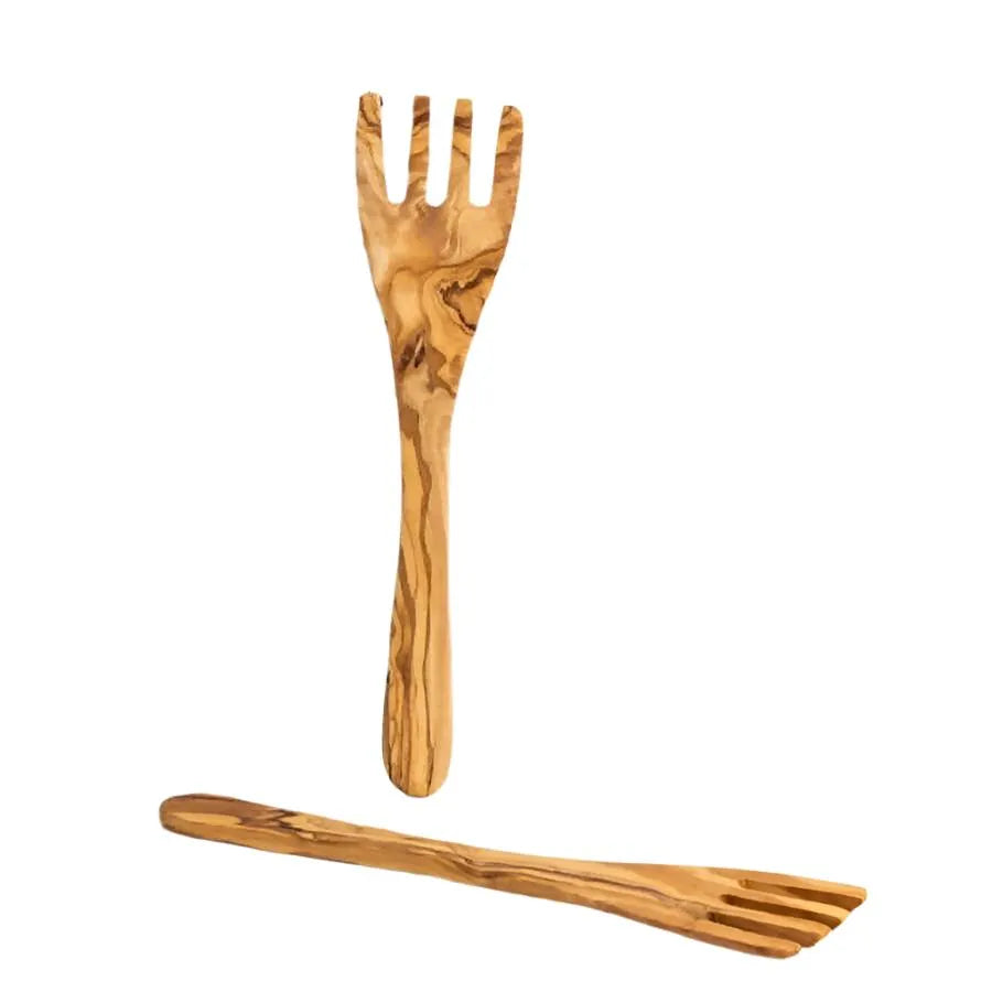 Olive Wood Serving Spatula Forks - Pair