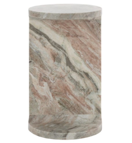 Safavieh Melinda C-shaped Marble Accent Table in White/Brown