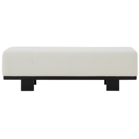 Abrianna Boucle Bench in Ivory/Black with Ash Wood Base