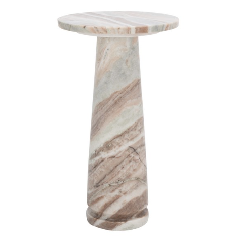 Safavieh Valentia Marble Accent Table in White/Brown