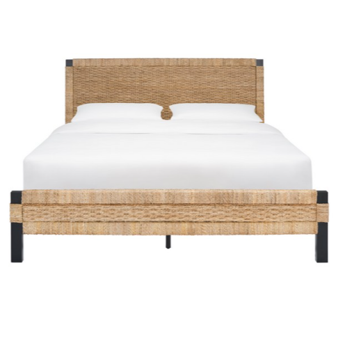 Safavieh Galen Woven Banana Stem Bed with Black Stainless Steel Frame