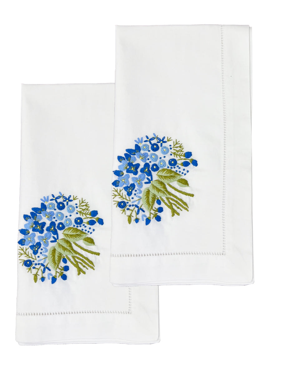 Dinner Napkin, Floral Bouquet (Blue), Set of 2