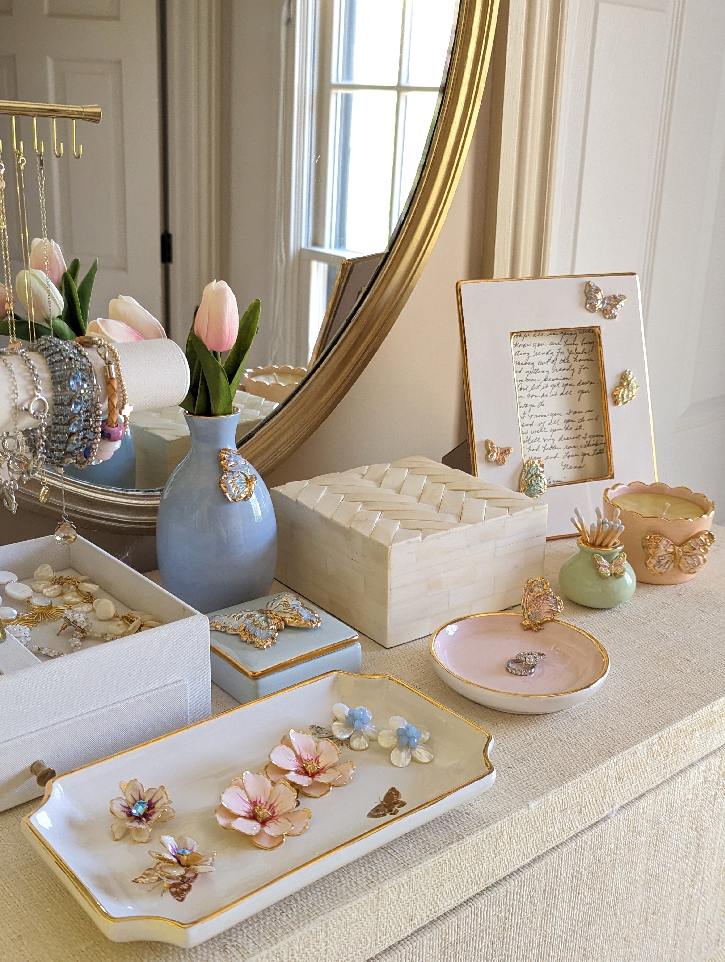 Gilded Butterflies Trays with 22K Gold Accent