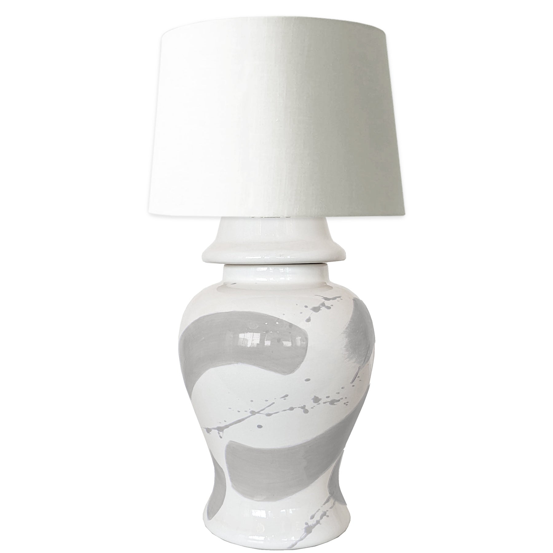 Light Gray Brushstroke Ginger Jar Lamp