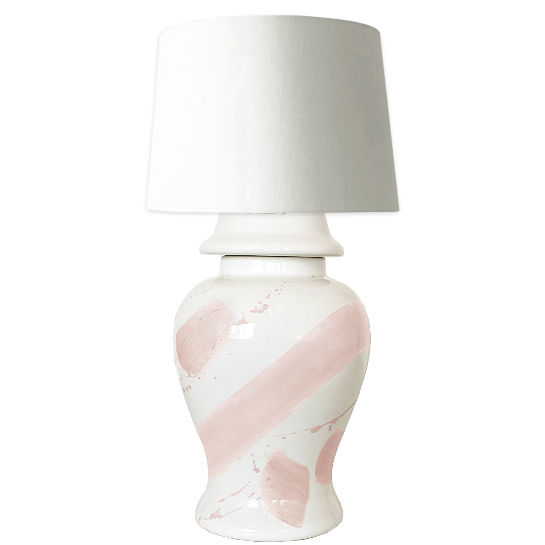 Blush Brushstroke Ginger Jar Lamp