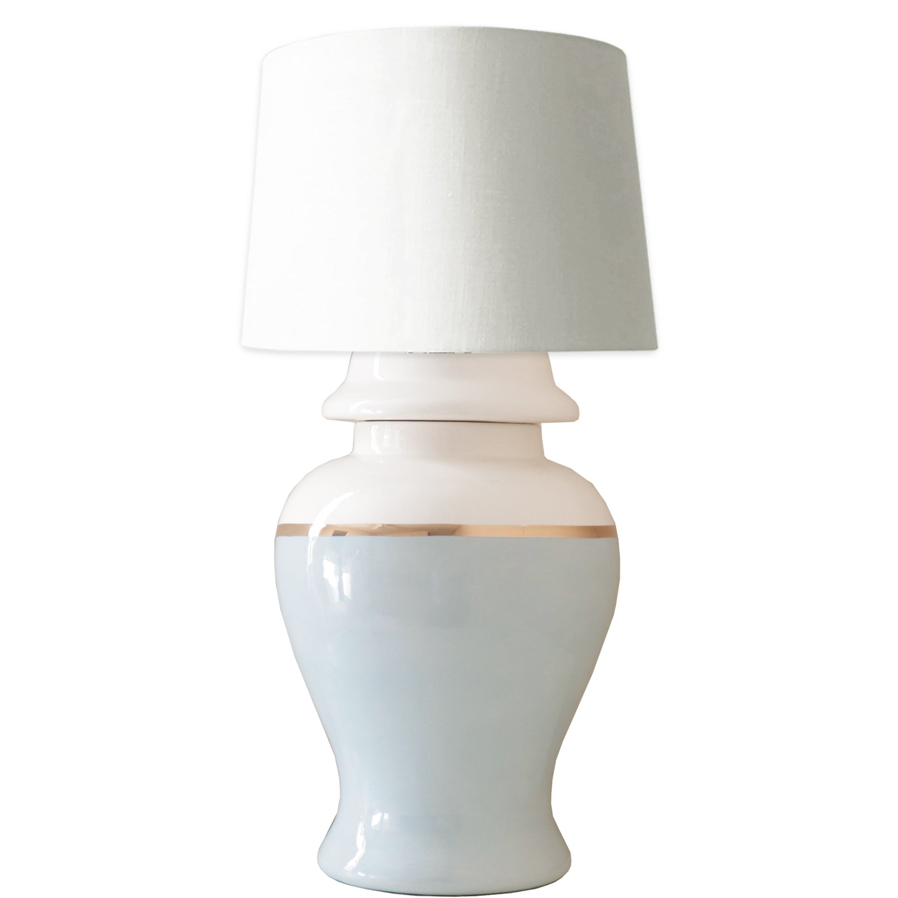 Hydrangea Light Blue Color Block Ginger Jar Lamp