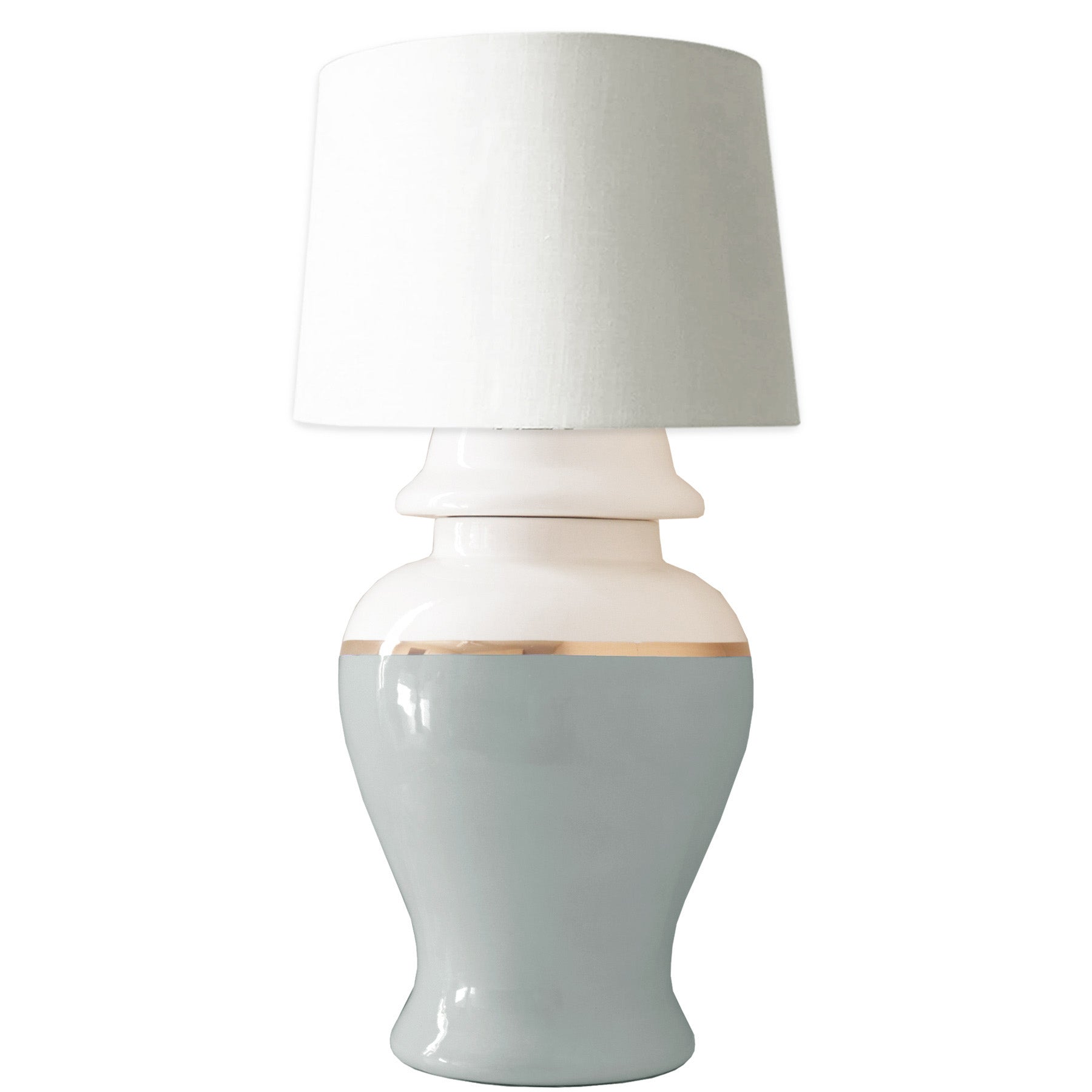 Lamb's Ear Blue Color Block Ginger Jar Lamp