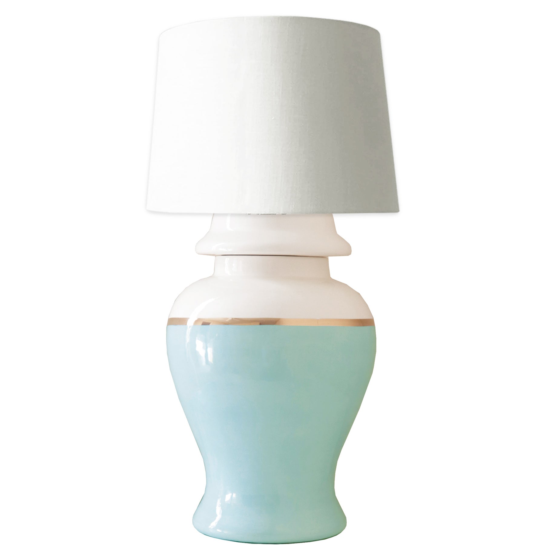 Robin's Egg Color Block Ginger Jar Lamp