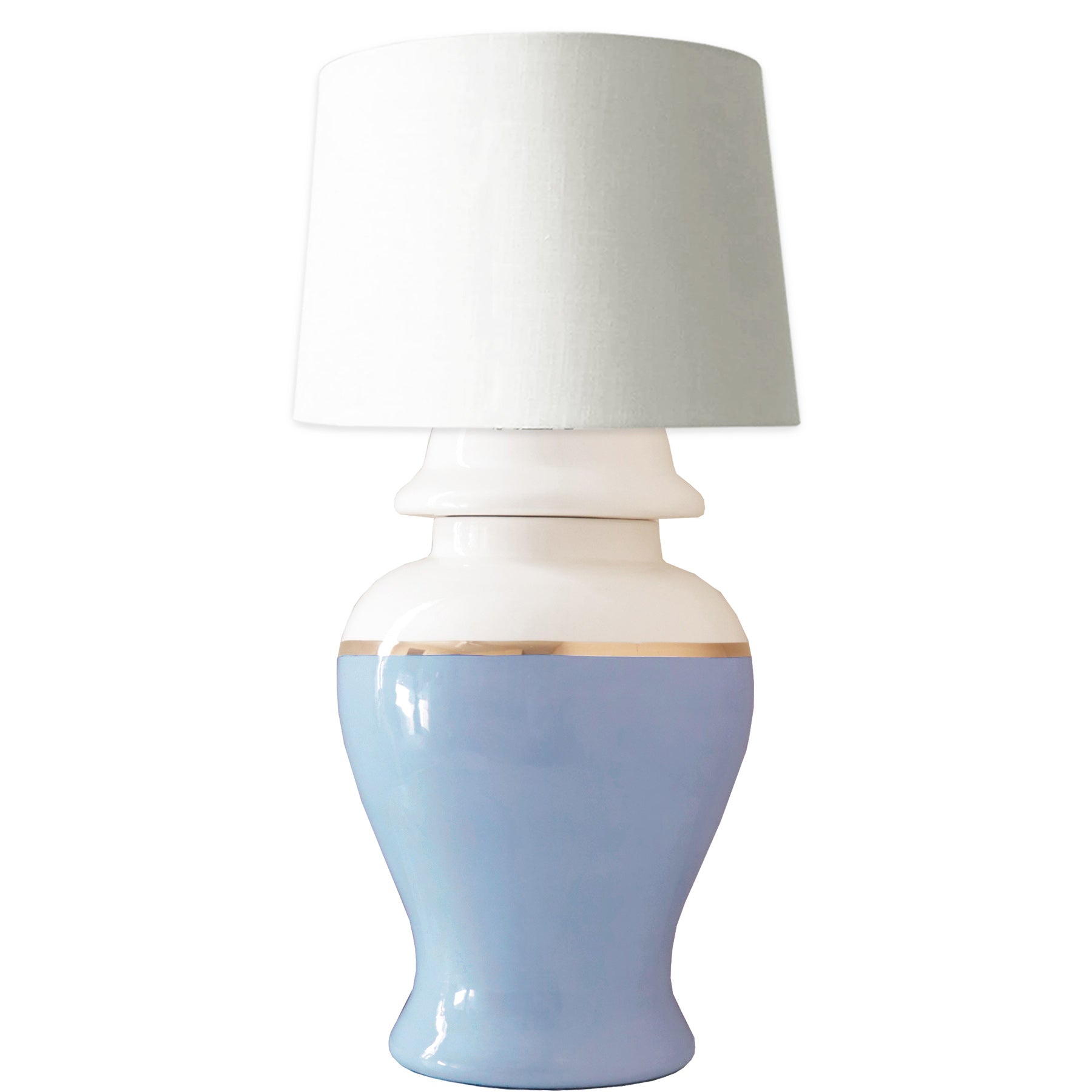 Serenity Blue Color Block Ginger Jar Lamp