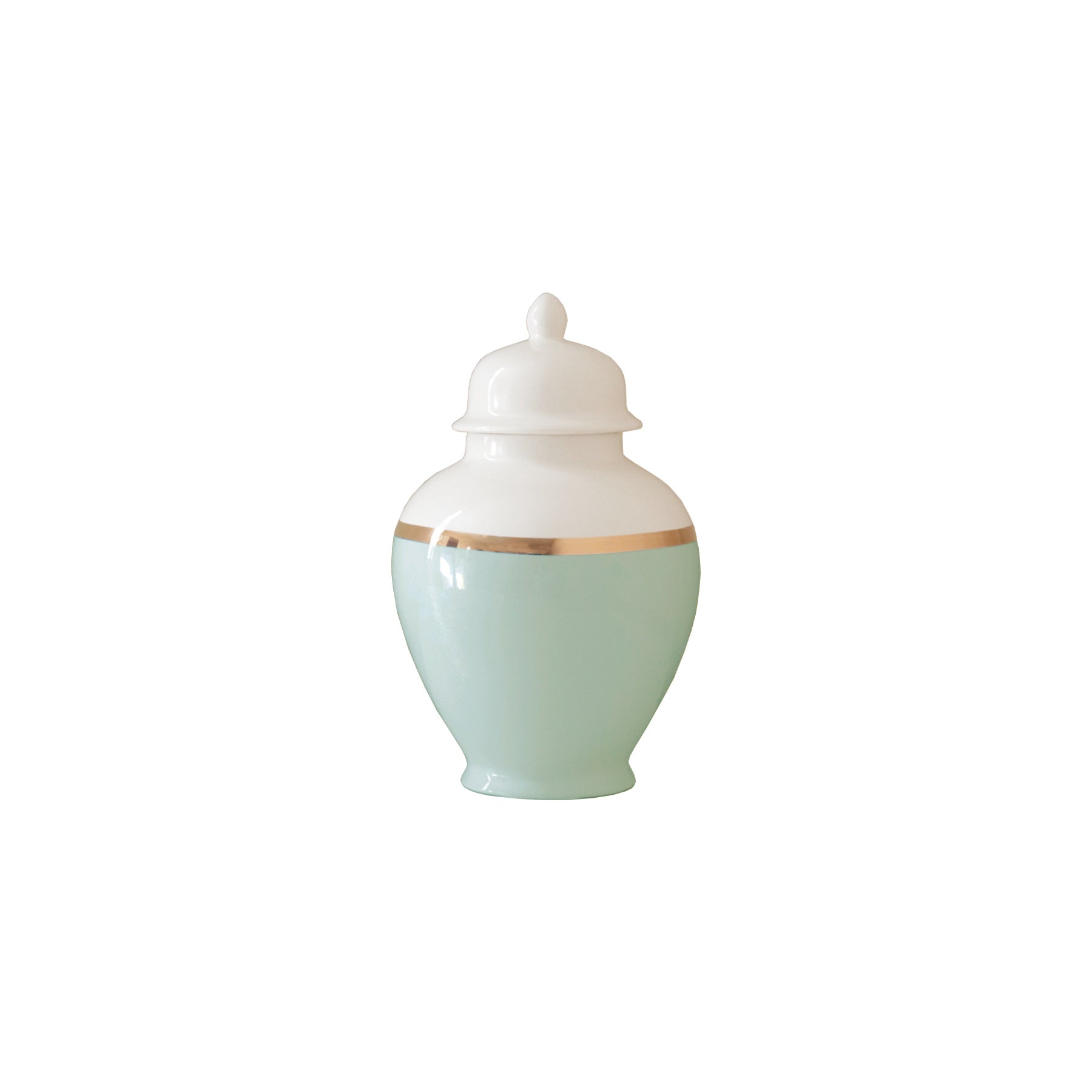 Sea Glass Color Block Ginger Jar with Gold Accent