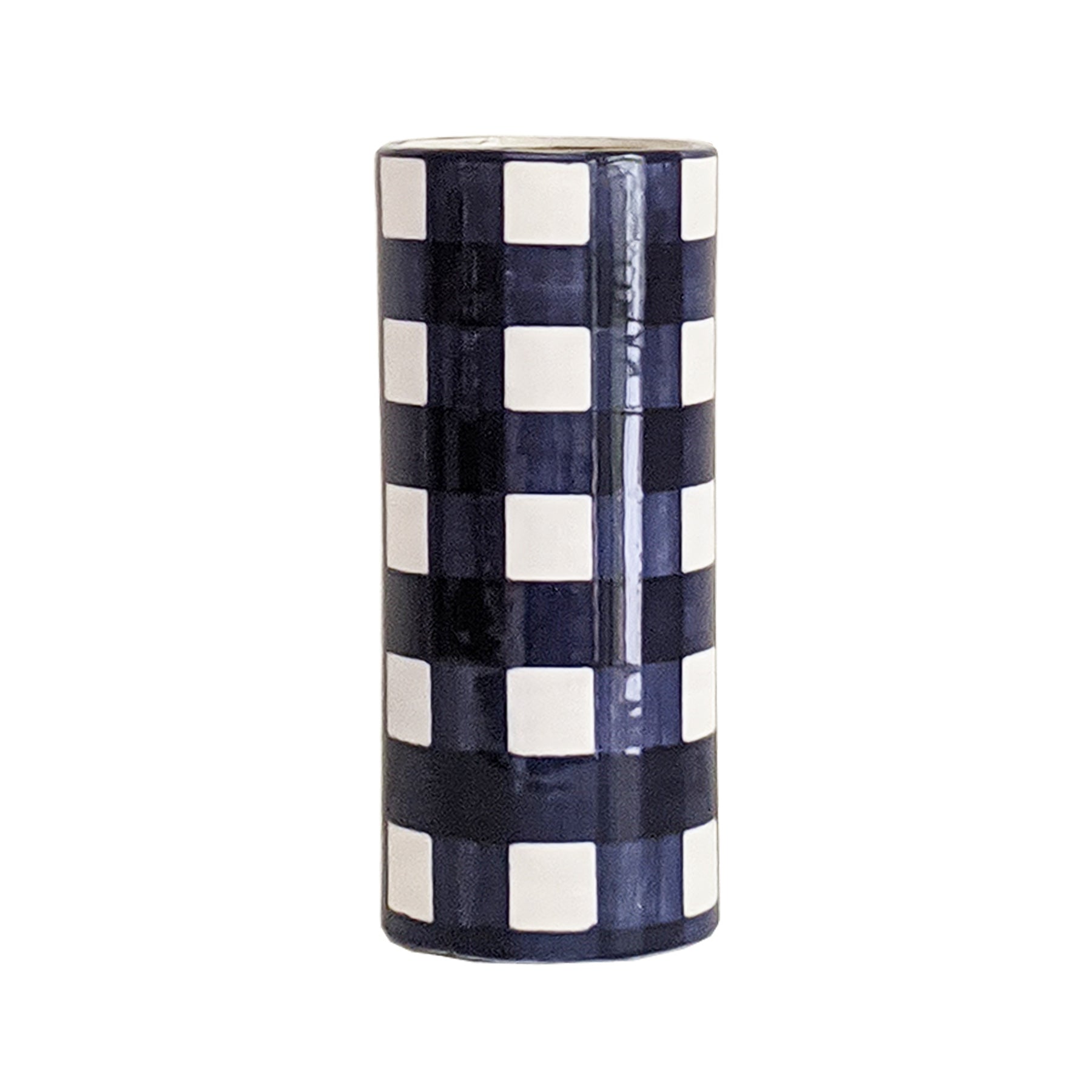 Gingham Column Vase