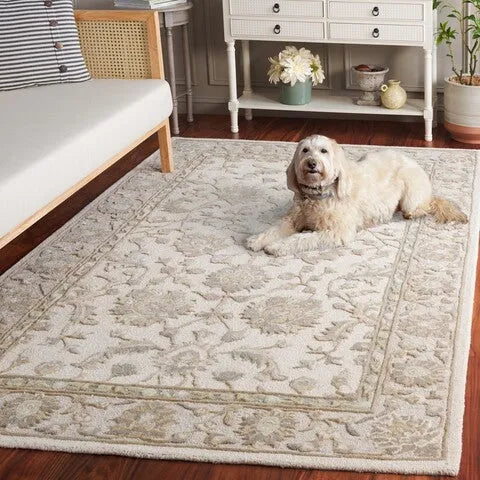 Glamour Wool Rug in Ivory and Gray