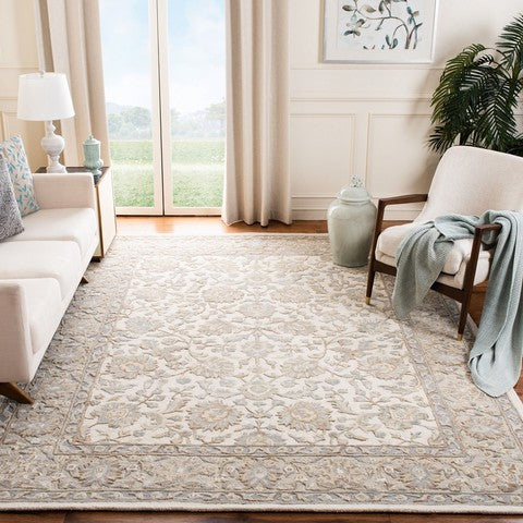 Glamour Wool Rug in Ivory and Gray