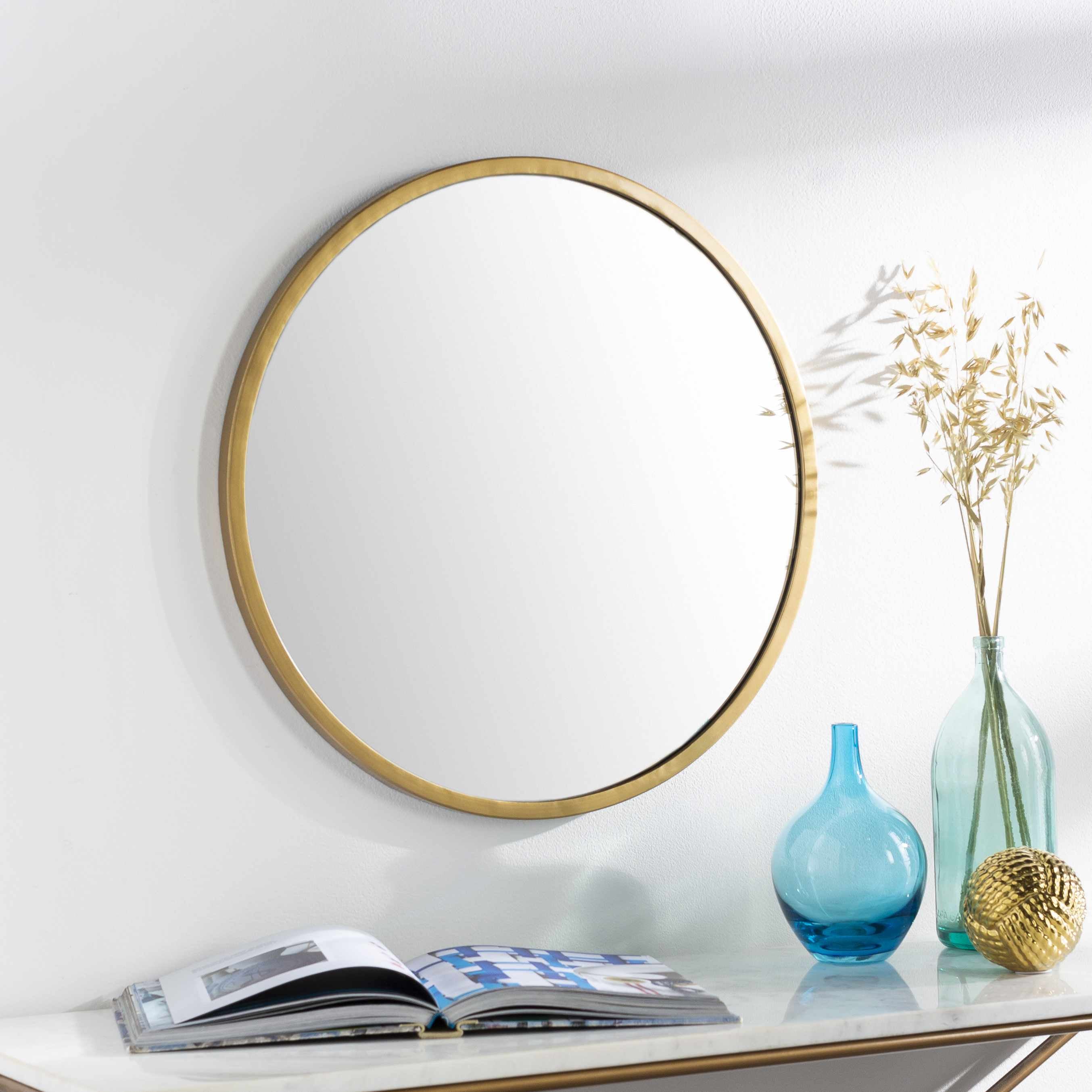 Guindarohan Gold Frame Round Mirror