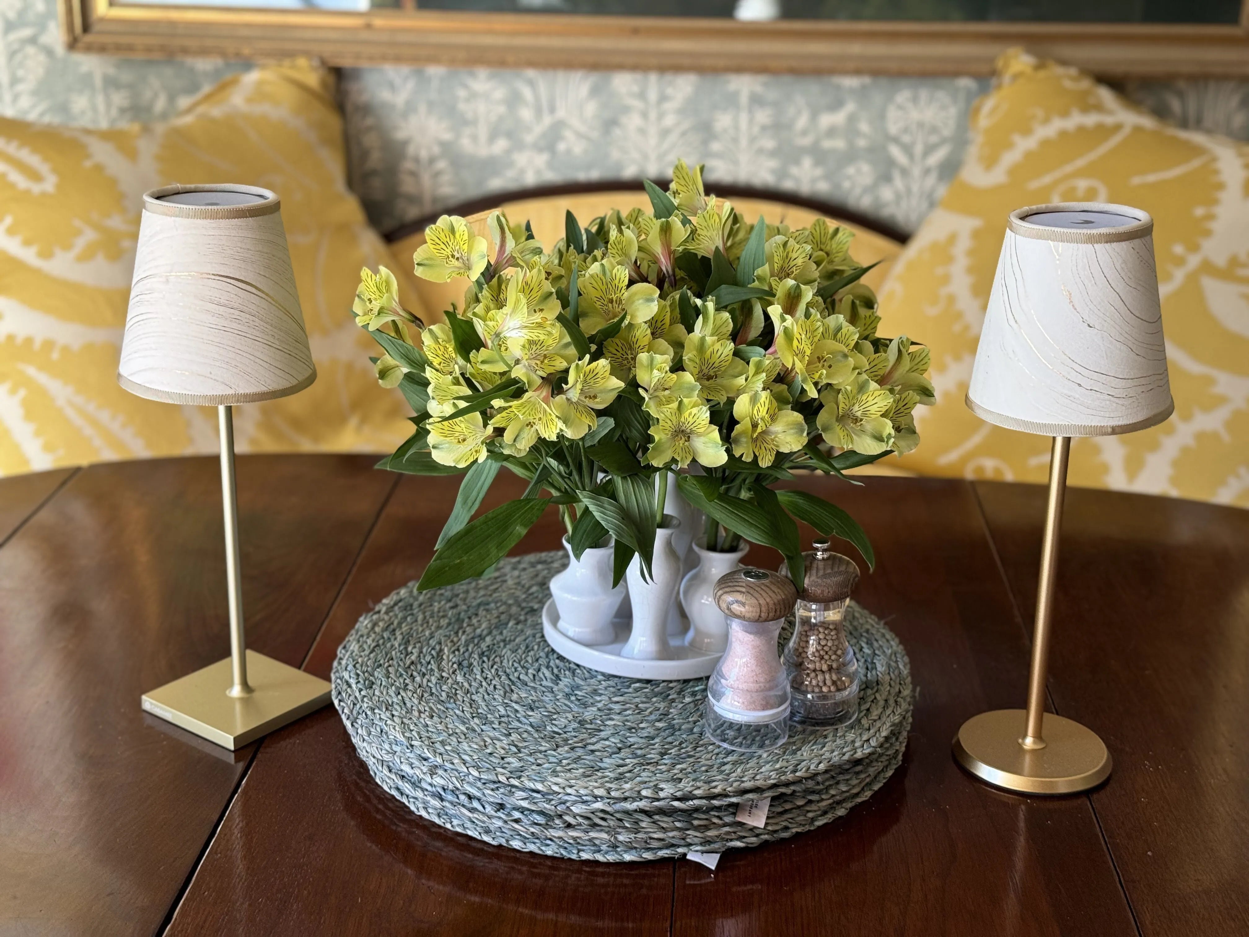 Small Marble Shade Cover in Ivory (with Gold trim)