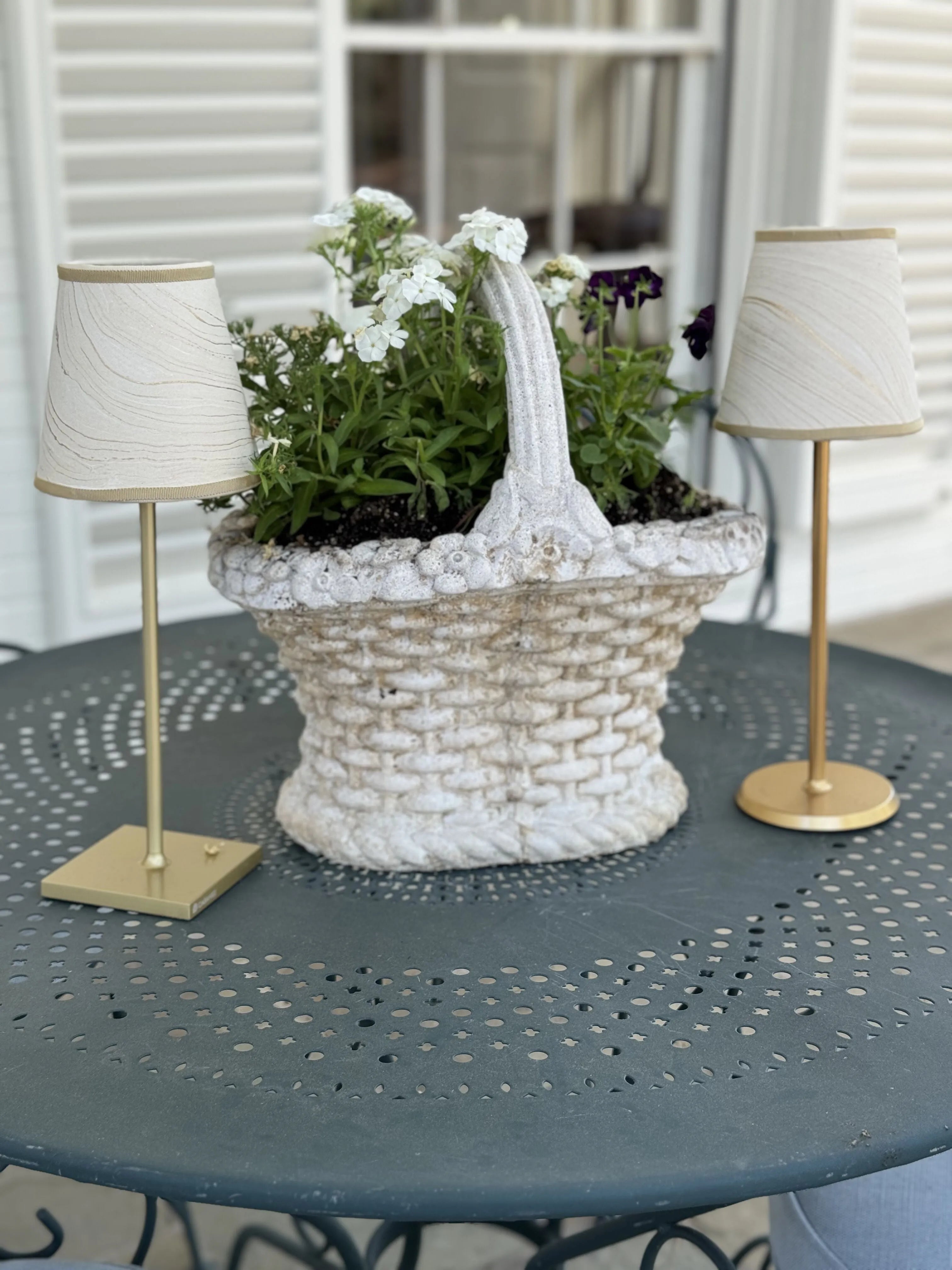 Small Marble Shade Cover in Ivory (with Gold trim)