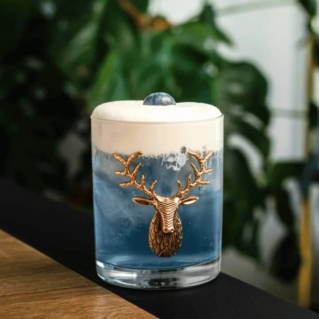 Gold Stag Deer Whiskey Glasses