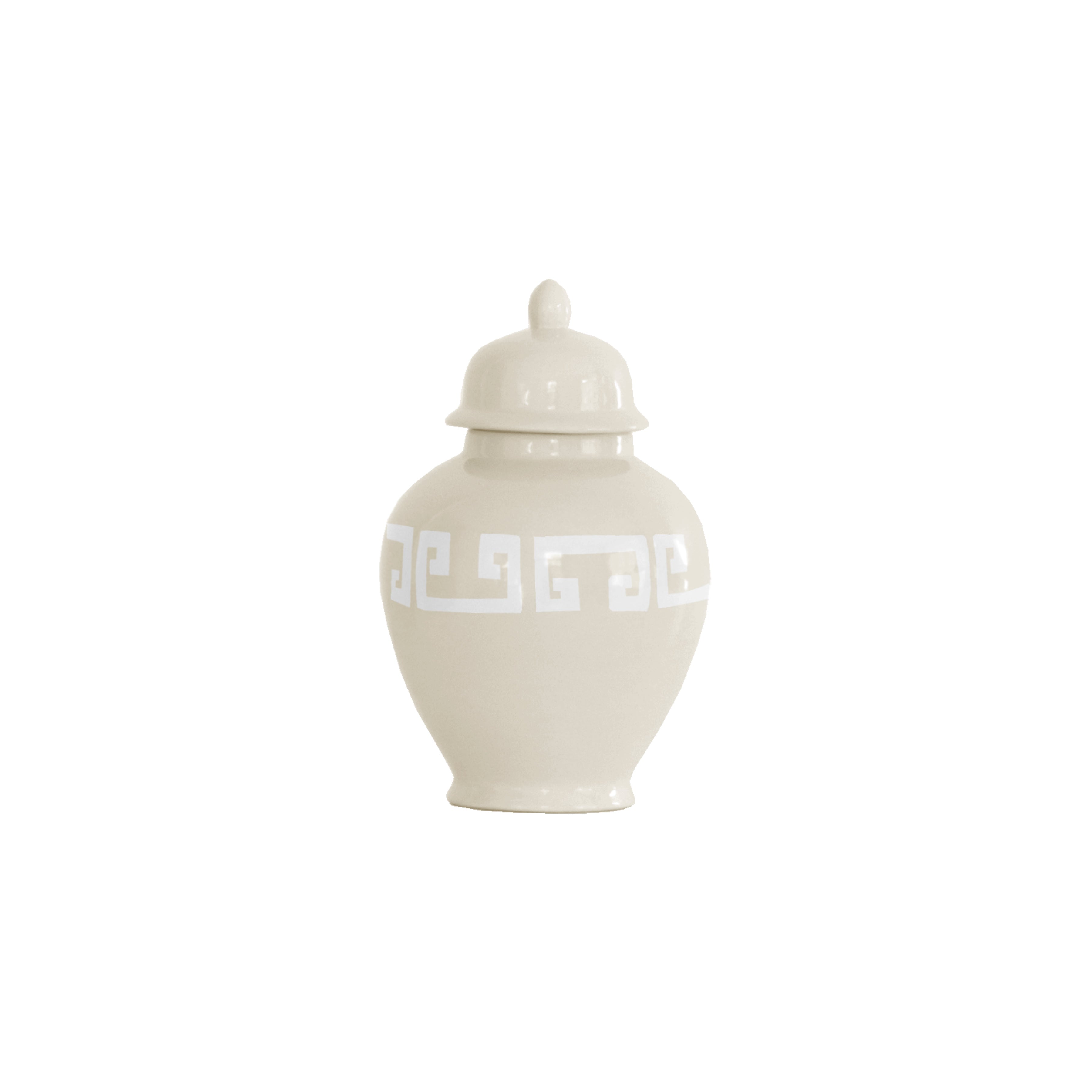 Beige Greek Key Ginger Jars