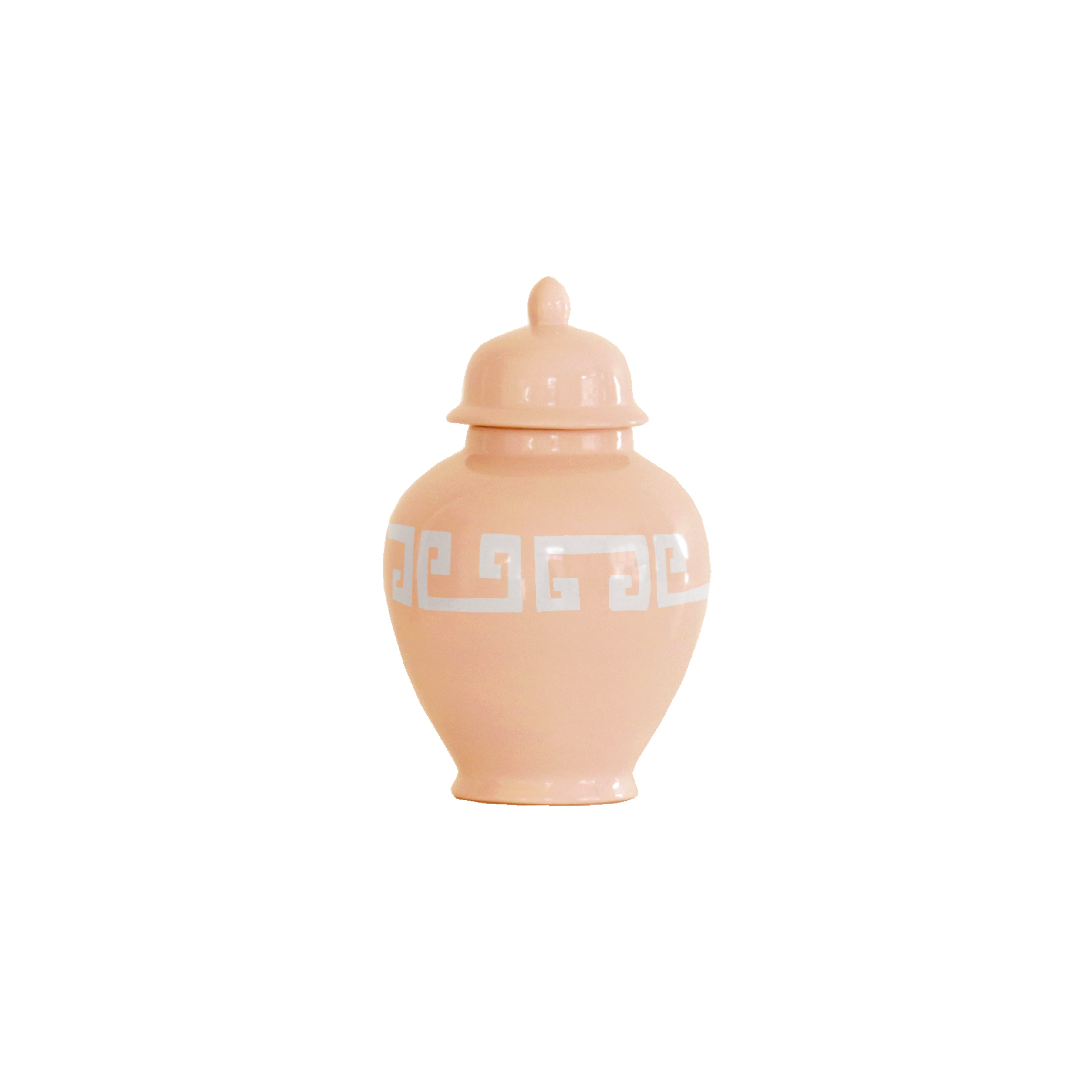 Coral Greek Key Ginger Jars