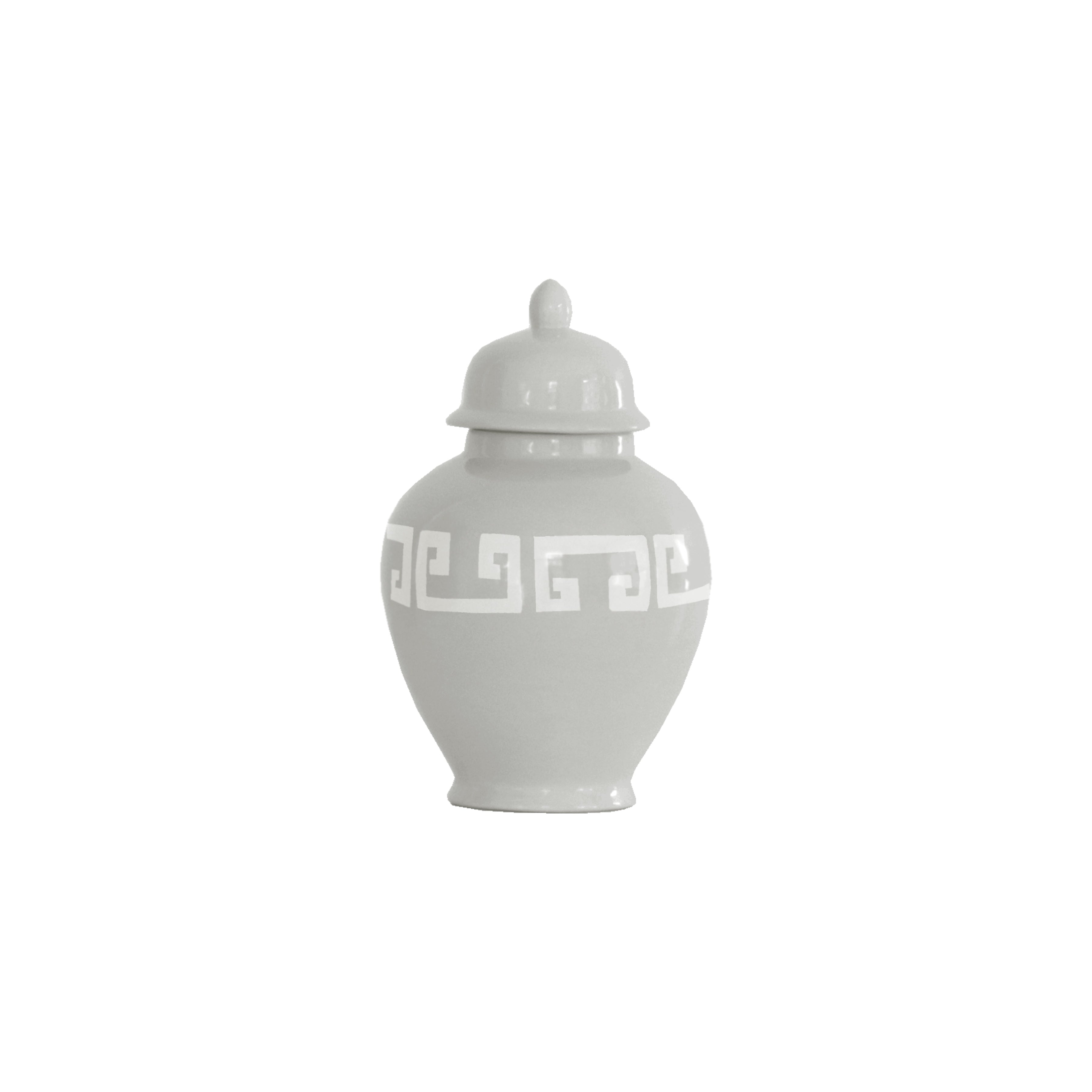 Light Gray Greek Key Ginger Jars